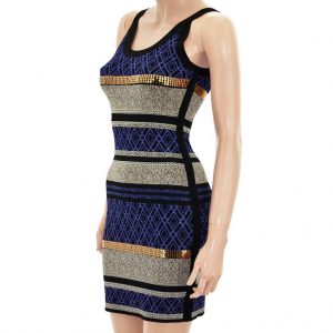 Nevada Love Kleid enges Minikleid schwarz lila beige.