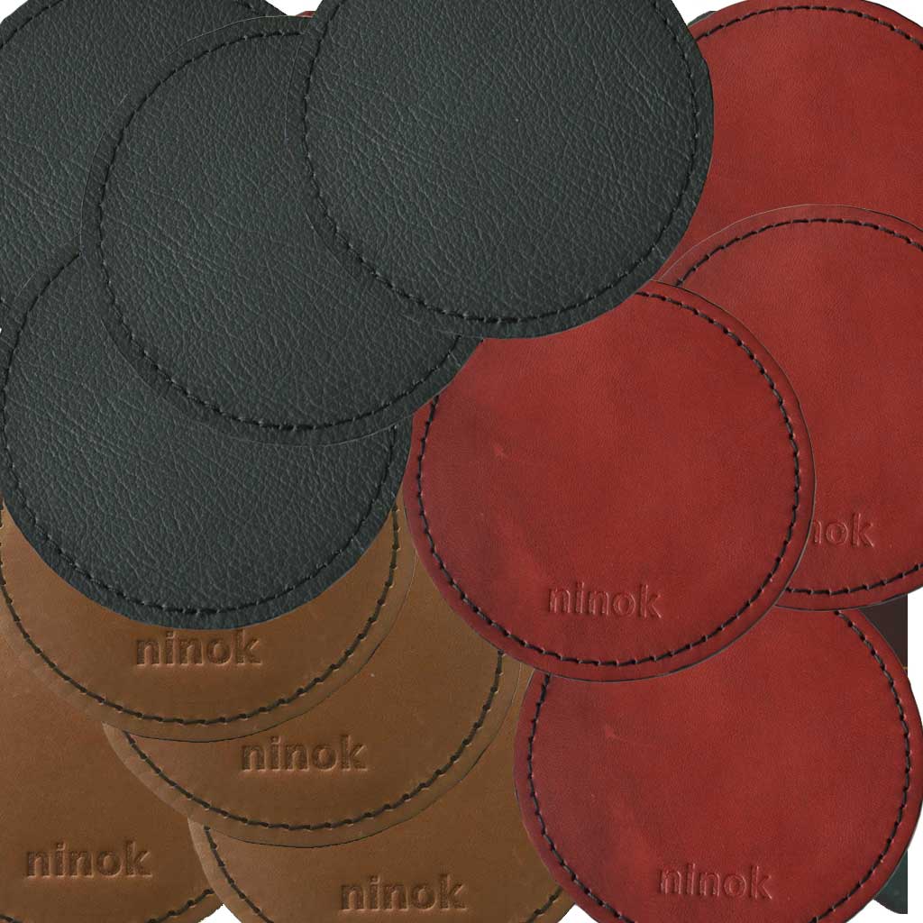 Untersetzer 4 Stück aus leder handmade rund gruen roit cognac braun