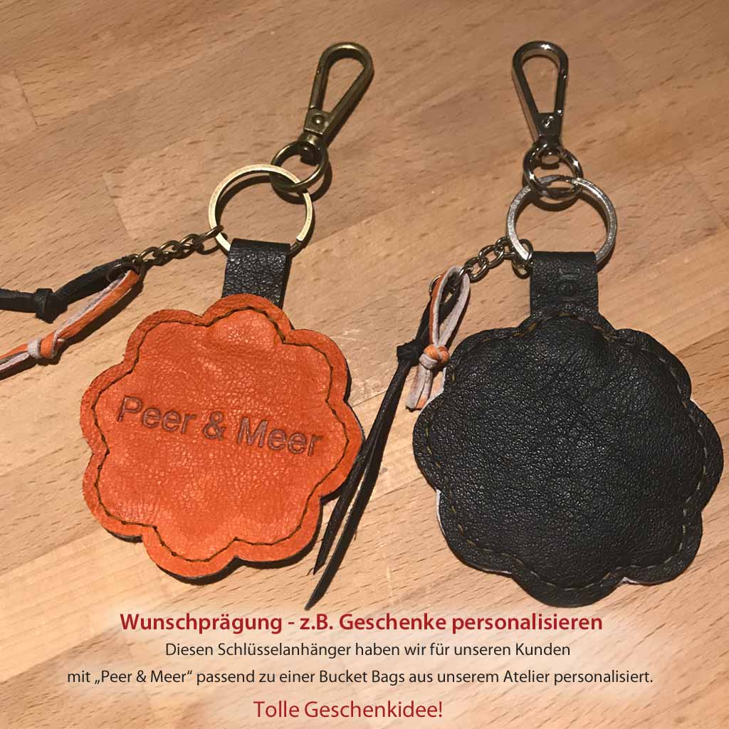 Personalisierte Schlüsselanhänger aus Leder mit Wunsch Prägung. Geschenke individualisieren. Initialen einprägen.