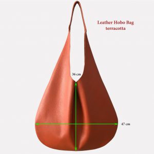 Hobo Bag terracotta große Ledertasche für Damen. Minimalistische Schultertasche. Beuteltasche mit Henkel. Handgefertigte Hobo bag.