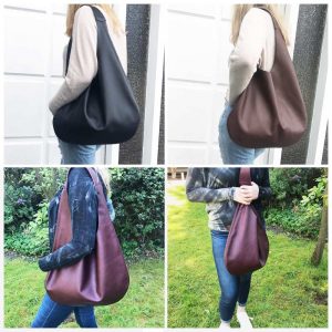 Damen Hobo bag leder schwarz, braun, bordeaux oxblood matt. Grosse Schultertasche aus Büffelleder. Henkeltasche. Handgefertigte Ledertaschen klassisch.