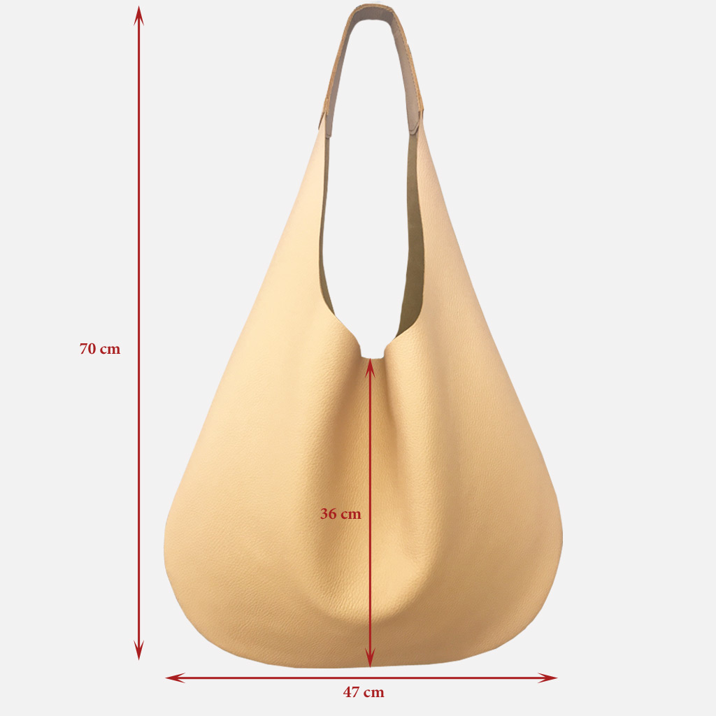 Hobobag Ledertasche in beige sand, große Schultertasche aus robustem, weichen Leder. Henkeltasche mit einem Innenfach, ohne oder mit Verschluss nach Wahl.
