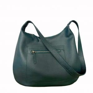 Grüne Ledertasche Damen Hobo Bag mit Reißverschluss. Schultertasche oder crossbody nach Wahl. Mittelgroße, dunkelgrüne Tasche mit jeweils einem Innenfach und Außenfach. Auch in Wunschfarbe verfügbar.